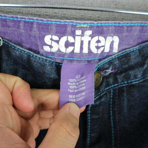 Scifen Selvedge Embroidered 2000's Vintage Stars Denim Jeans Size 40W - Picture 4 of 8